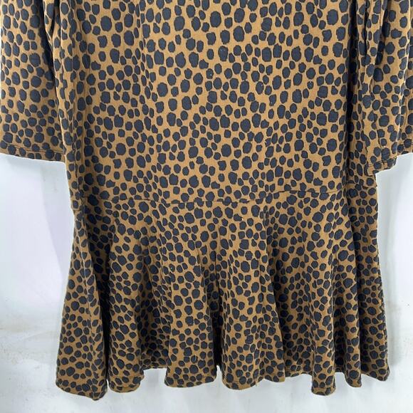 Ann Taylor Loft Olive Green & Navy Polka Dot Long Sleeve Dress size Large - Picture 3 of 11